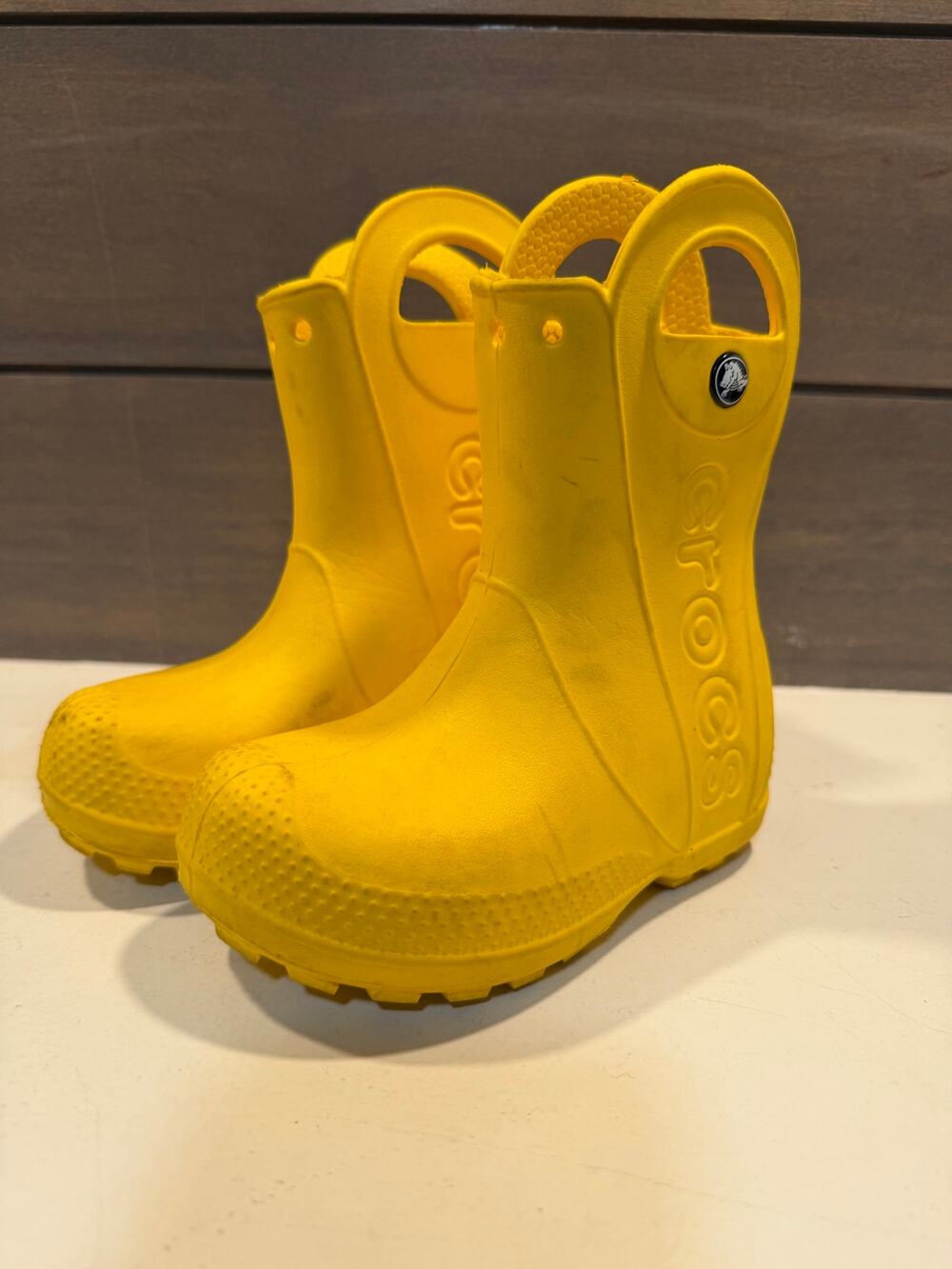 Crocs Kids Handle It Rain Boots Yellow Waterproof Casual Toddler Sz 8